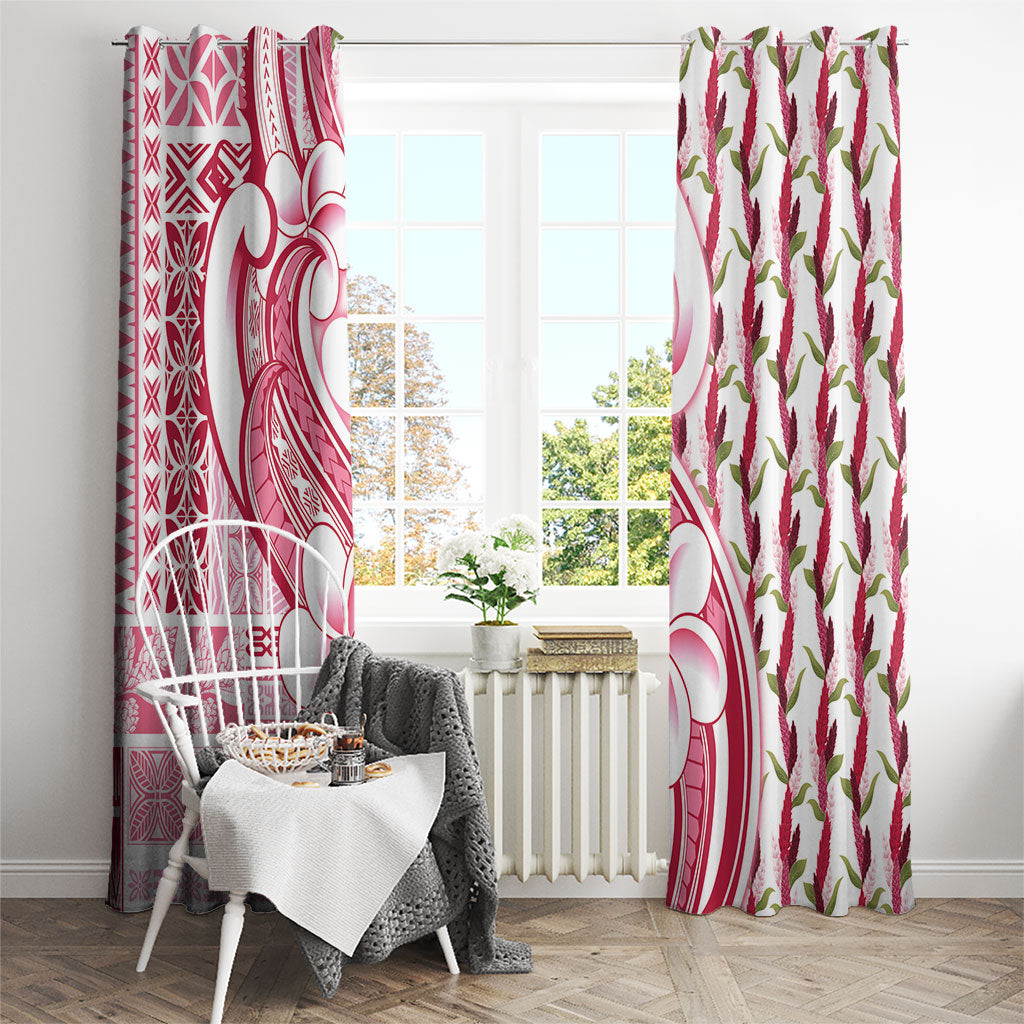 Samoa Teuila Window Curtain White Samoan Siapo Motifs LT05 - Polynesian Pride