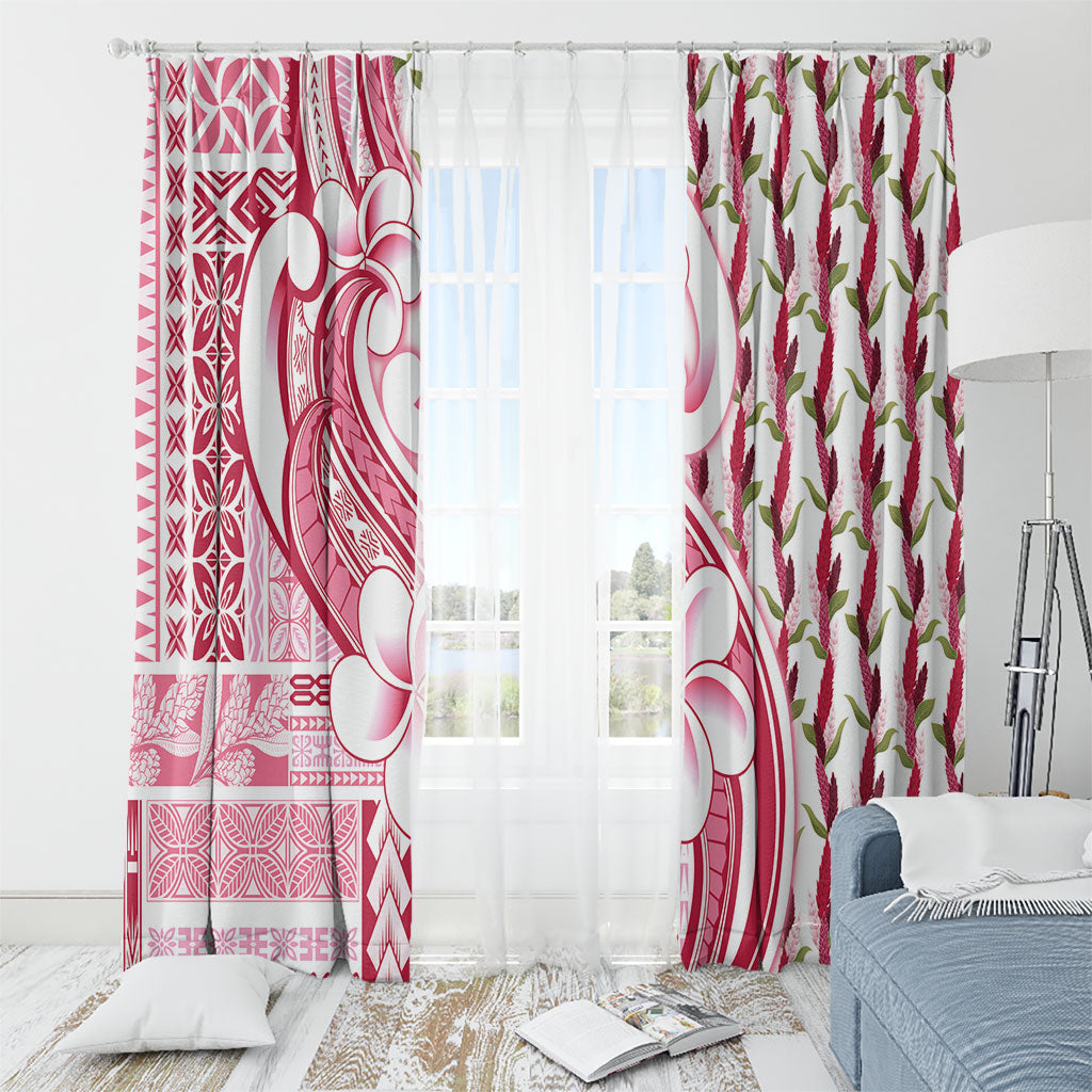 Samoa Teuila Window Curtain White Samoan Siapo Motifs LT05 - Polynesian Pride