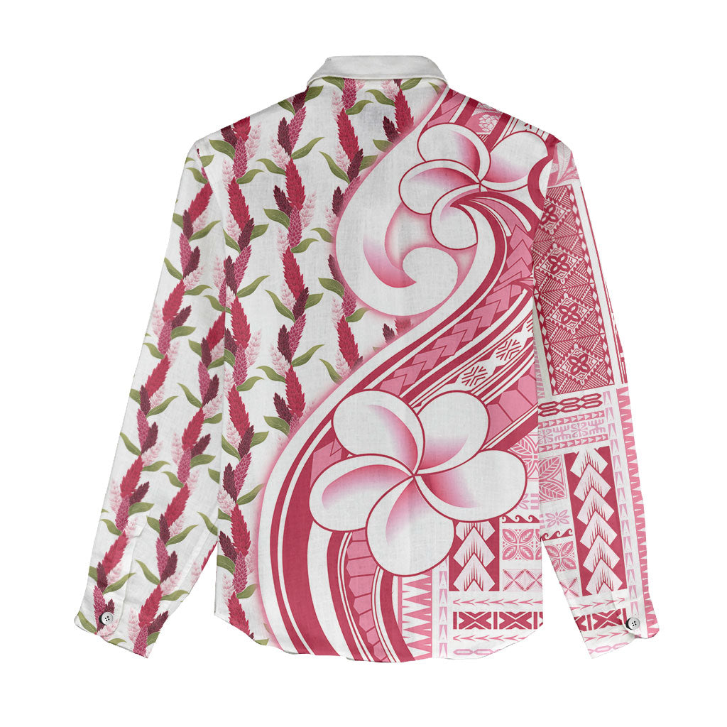 Samoa Teuila Women Casual Shirt White Samoan Siapo Motifs LT05 - Polynesian Pride