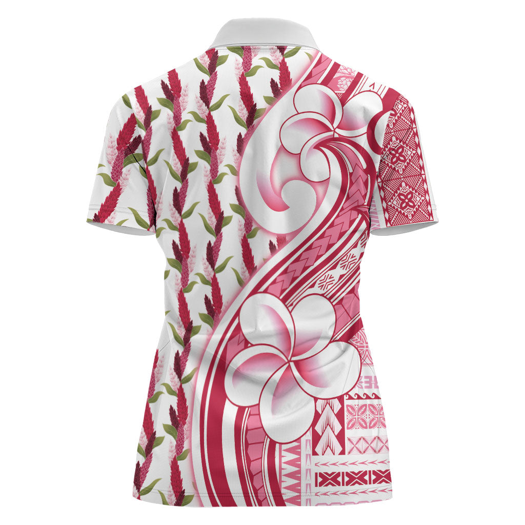 Samoa Teuila Women Polo Shirt White Samoan Siapo Motifs LT05 - Polynesian Pride