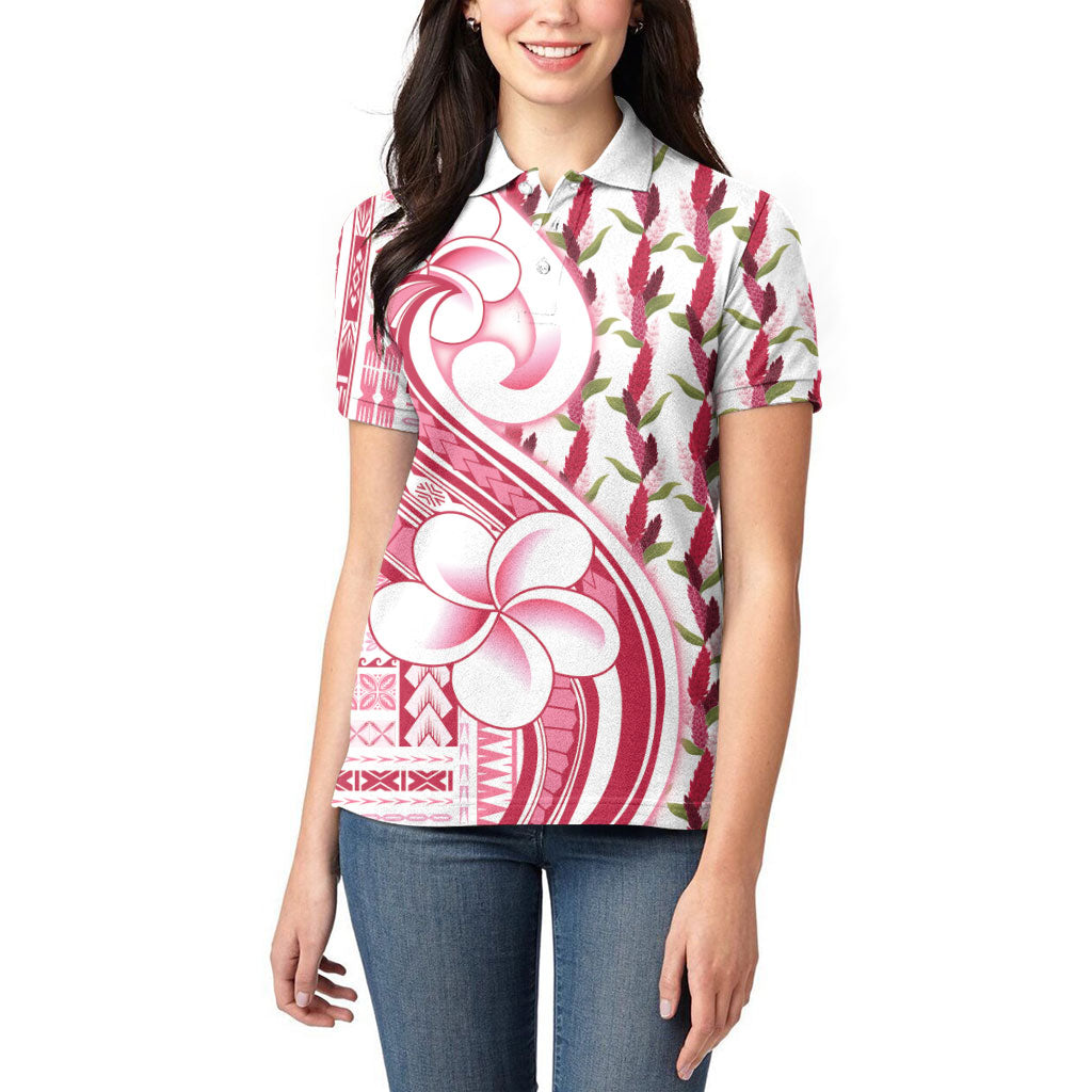 Samoa Teuila Women Polo Shirt White Samoan Siapo Motifs LT05 - Polynesian Pride