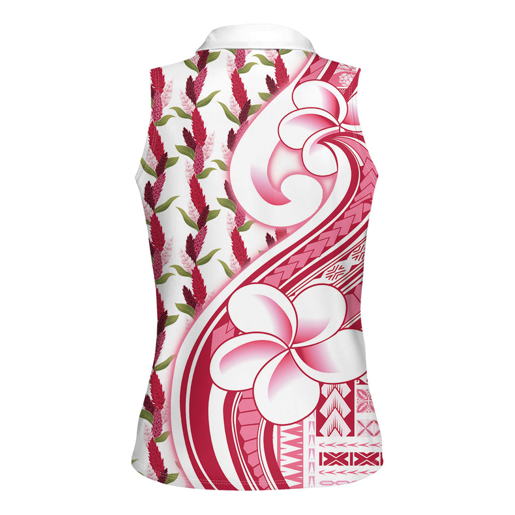 Samoa Teuila Women Sleeveless Polo Shirt White Samoan Siapo Motifs LT05 - Polynesian Pride