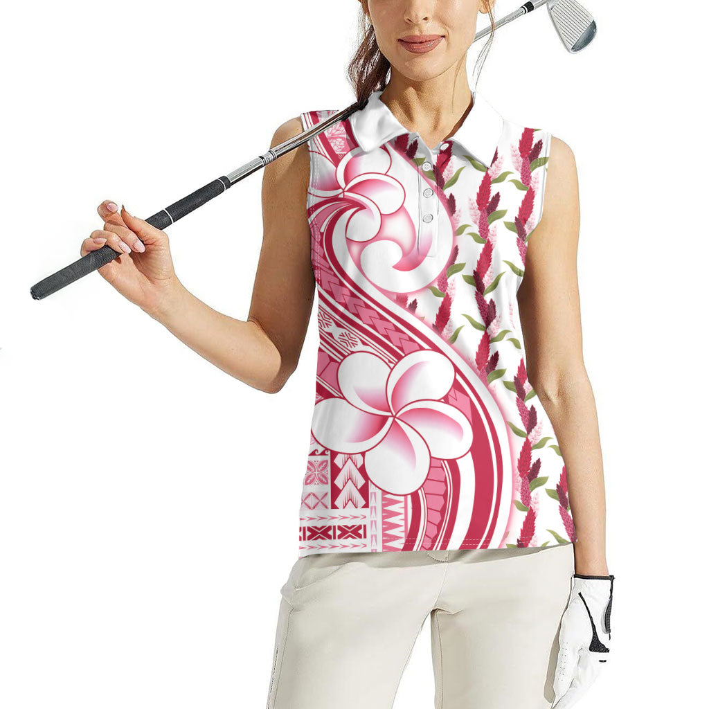Samoa Teuila Women Sleeveless Polo Shirt White Samoan Siapo Motifs LT05 - Polynesian Pride
