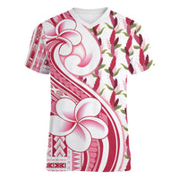 Samoa Teuila Women V-Neck T-Shirt White Samoan Siapo Motifs LT05 Female White - Polynesian Pride