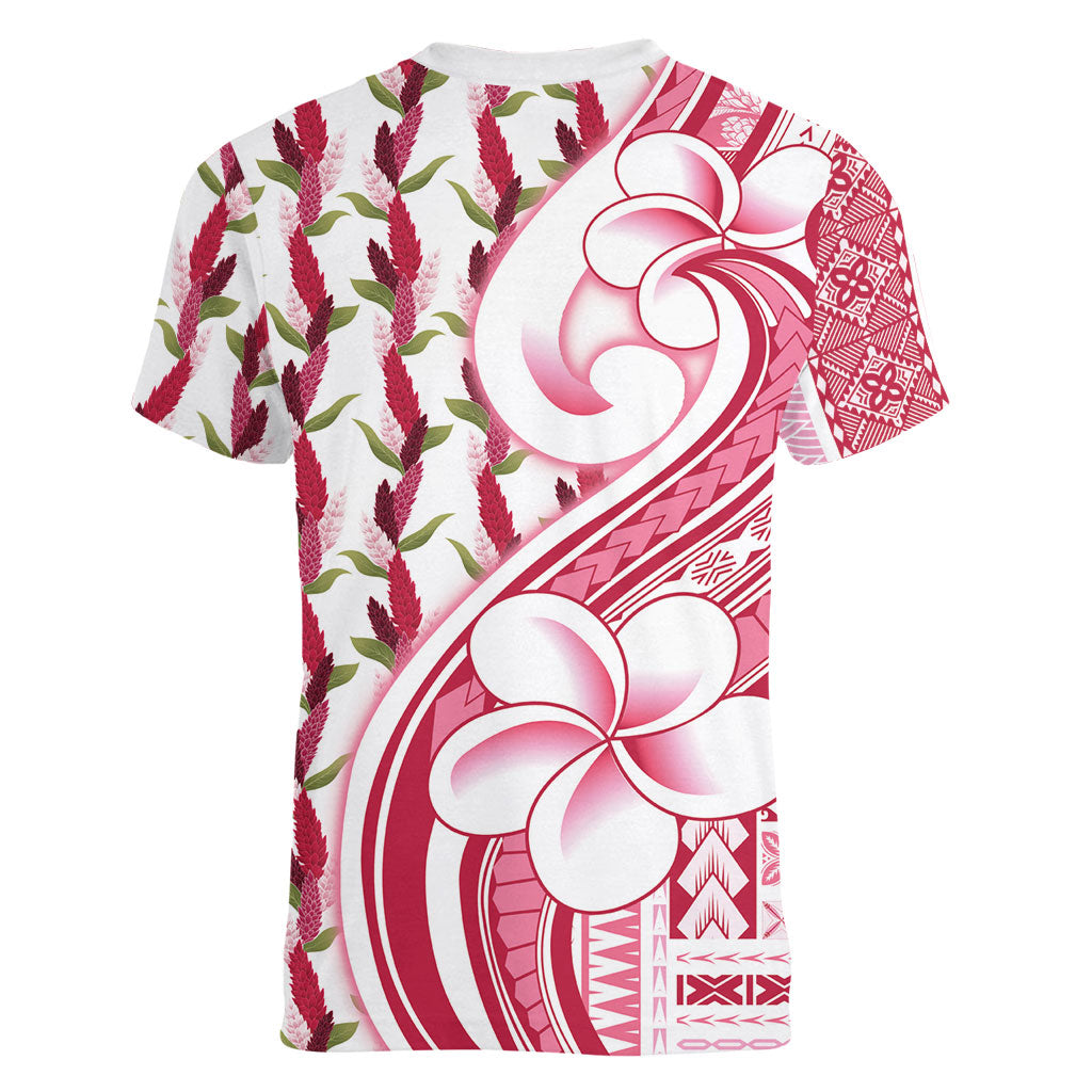 Samoa Teuila Women V-Neck T-Shirt White Samoan Siapo Motifs LT05 - Polynesian Pride