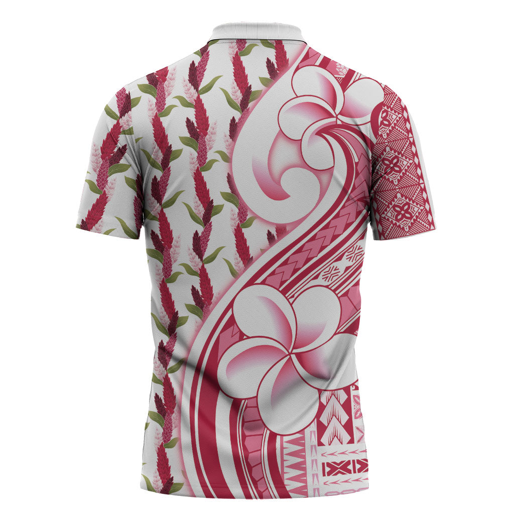 Samoa Teuila Zipper Polo Shirt White Samoan Siapo Motifs LT05 - Polynesian Pride