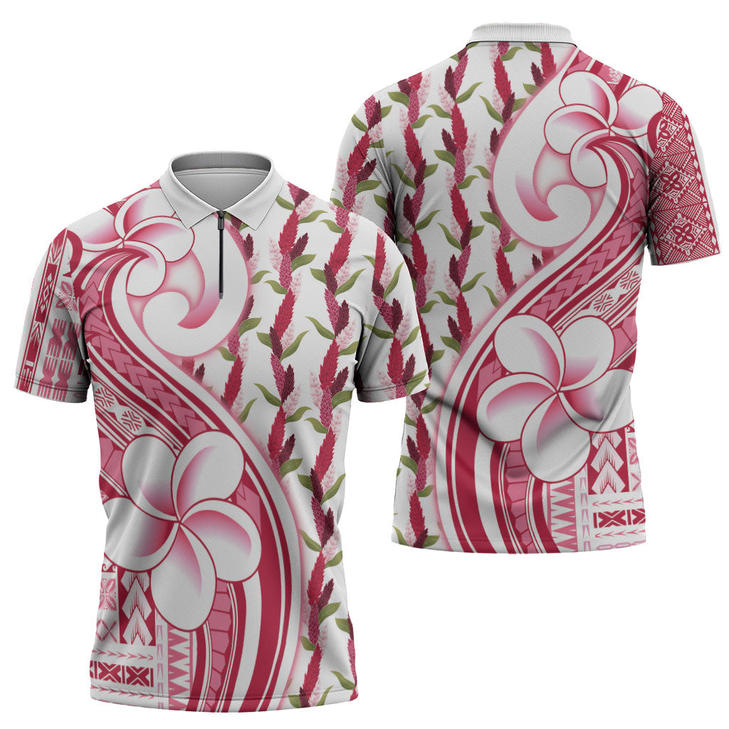 Samoa Teuila Zipper Polo Shirt White Samoan Siapo Motifs LT05 - Polynesian Pride