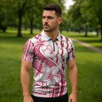 Samoa Teuila Zipper Polo Shirt White Samoan Siapo Motifs LT05 - Polynesian Pride