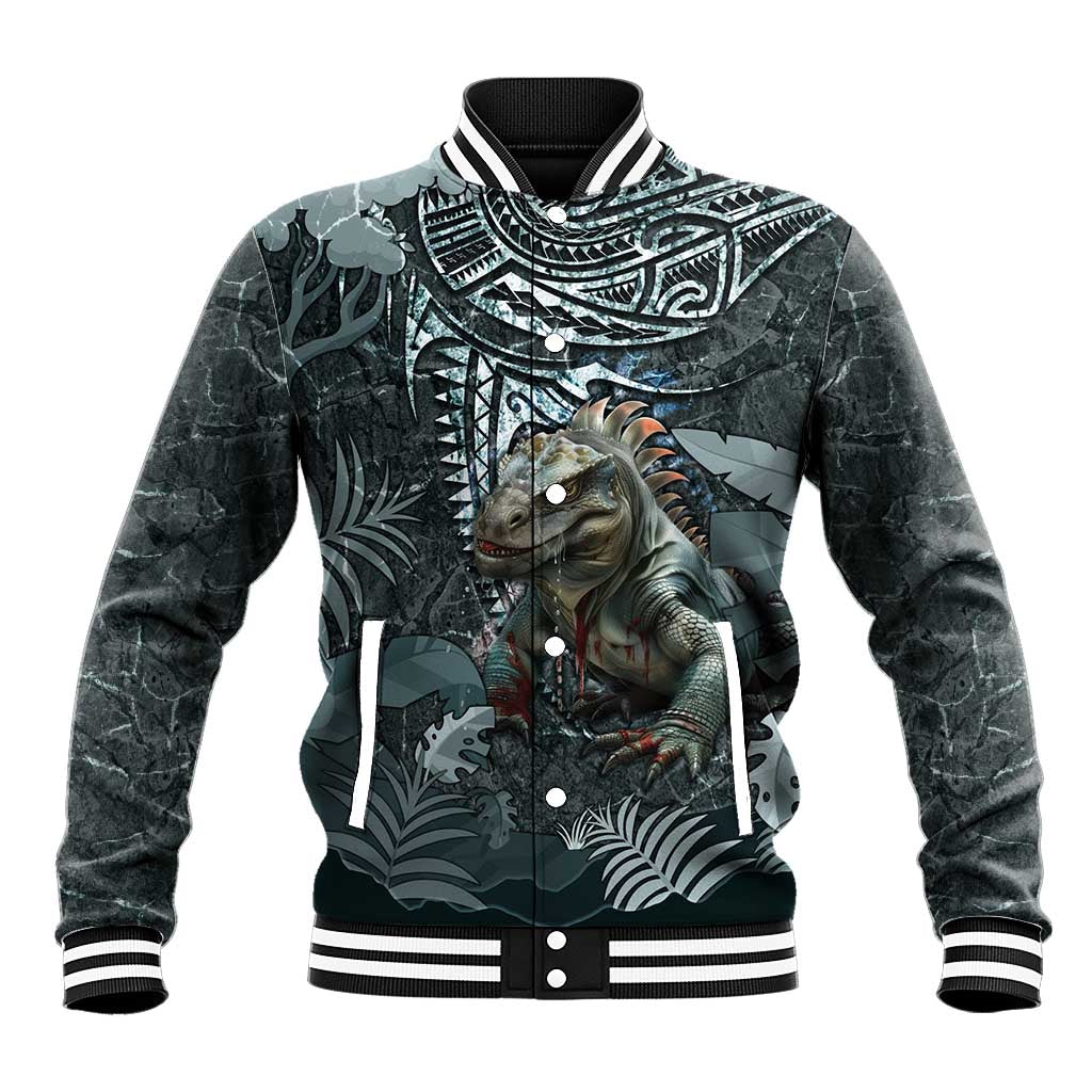 Hawaii Mo'o Lizard God Baseball Jacket Polynesian Style