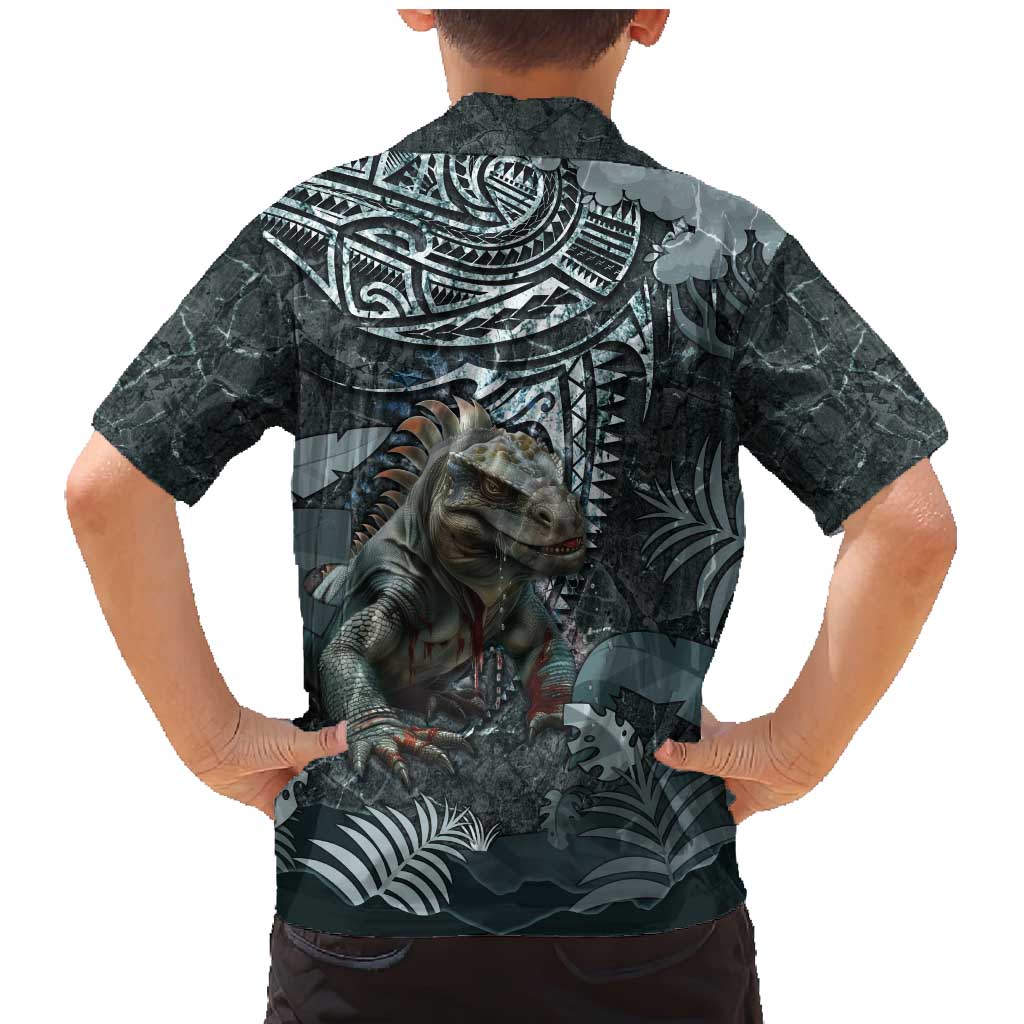 Hawaii Mo'o Lizard God Family Matching Mermaid Dress and Hawaiian Shirt Polynesian Style