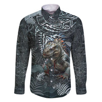 Hawaii Mo'o Lizard God Family Matching Off Shoulder Short Dress and Hawaiian Shirt Polynesian Style