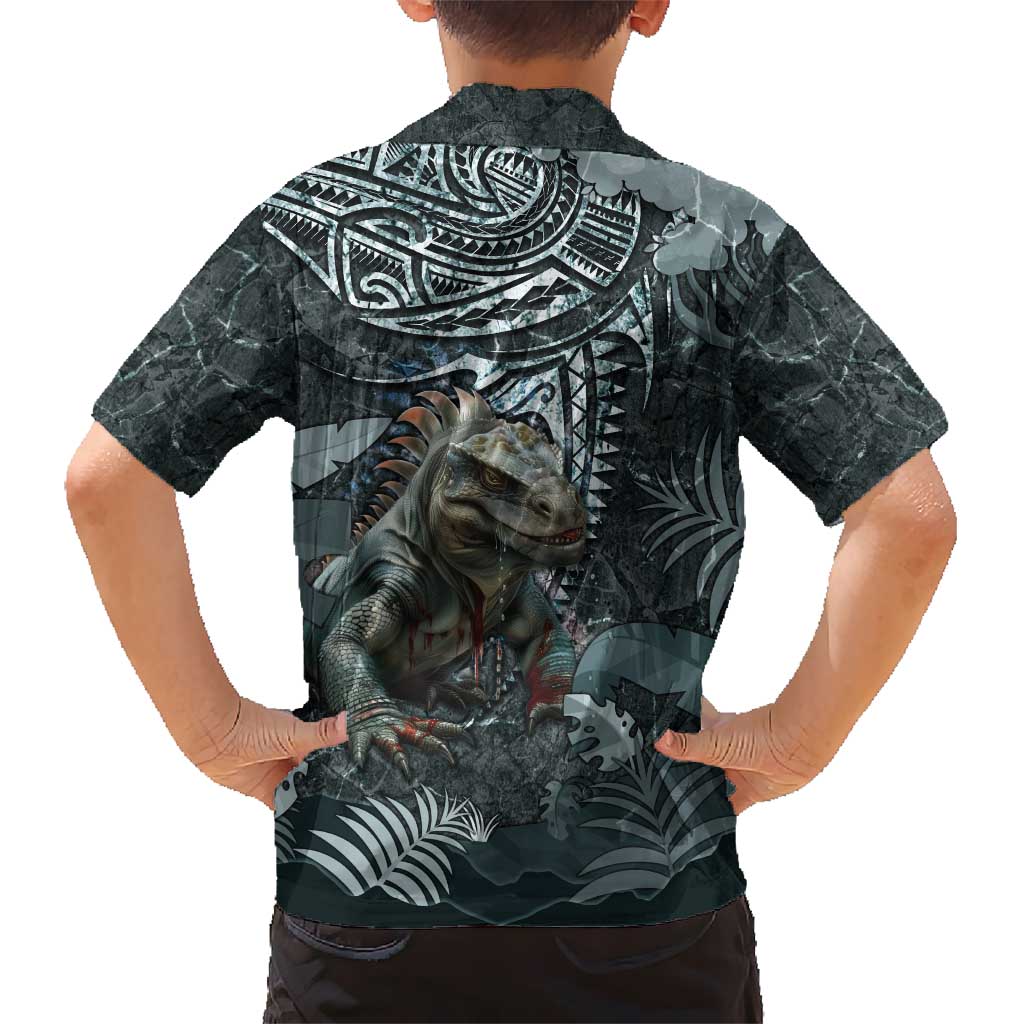 Hawaii Mo'o Lizard God Kid Hawaiian Shirt Polynesian Style