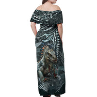 Hawaii Mo'o Lizard God Off Shoulder Maxi Dress Polynesian Style