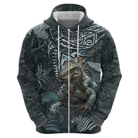 Hawaii Mo'o Lizard God Zip Hoodie Polynesian Style