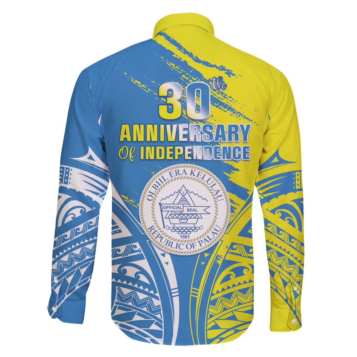 Palau Independence Day Family Matching Off Shoulder Short Dress and Hawaiian Shirt Happy 30th Anniversary