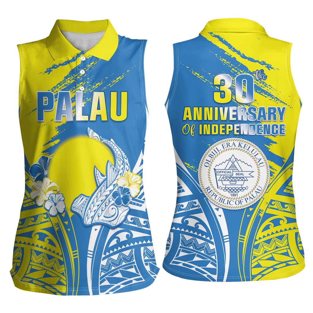 Palau Independence Day Women Sleeveless Polo Shirt Happy 30th Anniversary