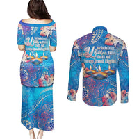 Happy Diwali Festival Couples Matching Puletasi and Long Sleeve Button Shirt Diya Lamp Rangoli With Polynesian Pattern LT05 - Polynesian Pride