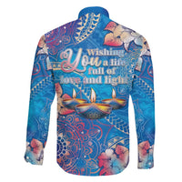 Happy Diwali Festival Family Matching Mermaid Dress and Hawaiian Shirt Diya Lamp Rangoli With Polynesian Pattern