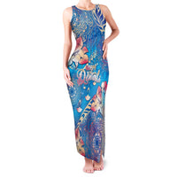 Happy Diwali Festival Family Matching Tank Maxi Dress and Hawaiian Shirt Diya Lamp Rangoli With Polynesian Pattern