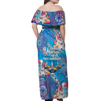 Happy Diwali Festival Off Shoulder Maxi Dress Diya Lamp Rangoli With Polynesian Pattern LT05 - Polynesian Pride