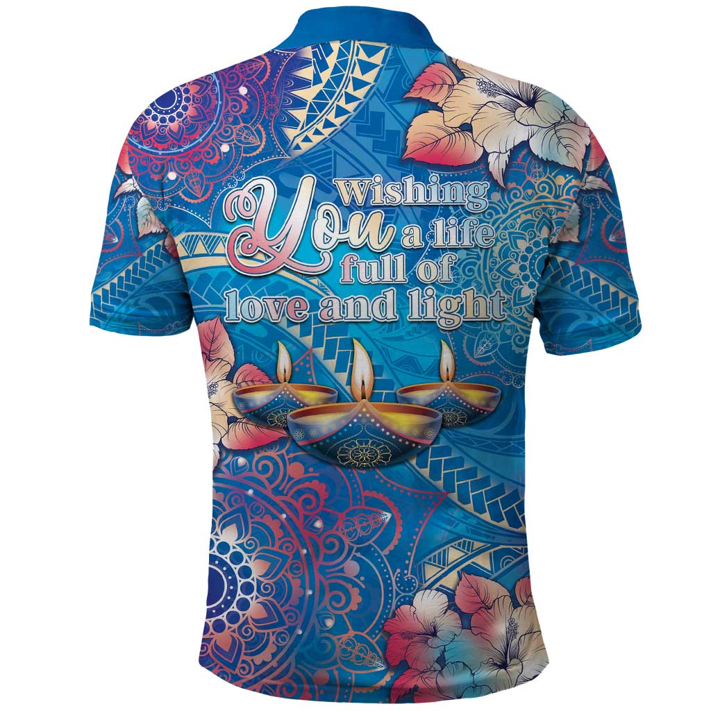 Happy Diwali Festival Polo Shirt Diya Lamp Rangoli With Polynesian Pattern LT05 - Polynesian Pride
