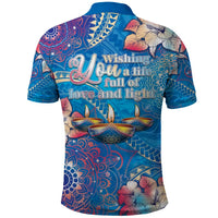 Happy Diwali Festival Polo Shirt Diya Lamp Rangoli With Polynesian Pattern LT05 - Polynesian Pride