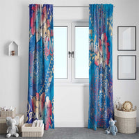 Happy Diwali Festival Window Curtain Diya Lamp Rangoli With Polynesian Pattern