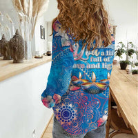 Happy Diwali Festival Women Casual Shirt Diya Lamp Rangoli With Polynesian Pattern