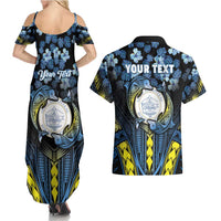 Personalised Palau Couples Matching Summer Maxi Dress and Hawaiian Shirt Polynesian Dolphin Tropical Hibiscus Style