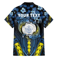 Personalised Palau Family Matching Off Shoulder Short Dress and Hawaiian Shirt Polynesian Dolphin Tropical Hibiscus Style