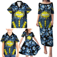 Personalised Palau Family Matching Puletasi and Hawaiian Shirt Polynesian Dolphin Tropical Hibiscus Style