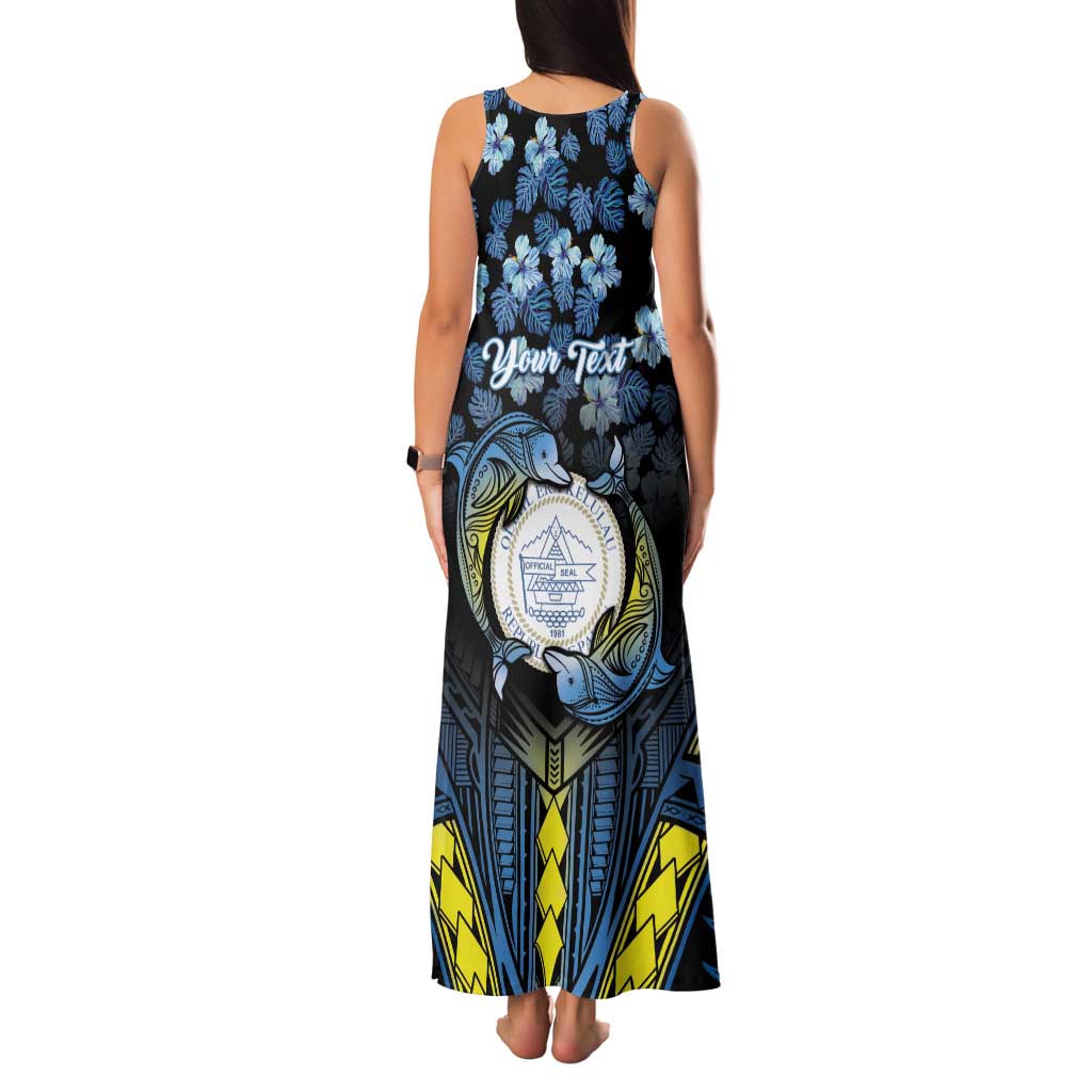 Personalised Palau Family Matching Tank Maxi Dress and Hawaiian Shirt Polynesian Dolphin Tropical Hibiscus Style