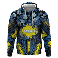 Personalised Palau Hoodie Polynesian Dolphin Tropical Hibiscus Style