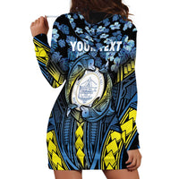 Personalised Palau Hoodie Dress Polynesian Dolphin Tropical Hibiscus Style