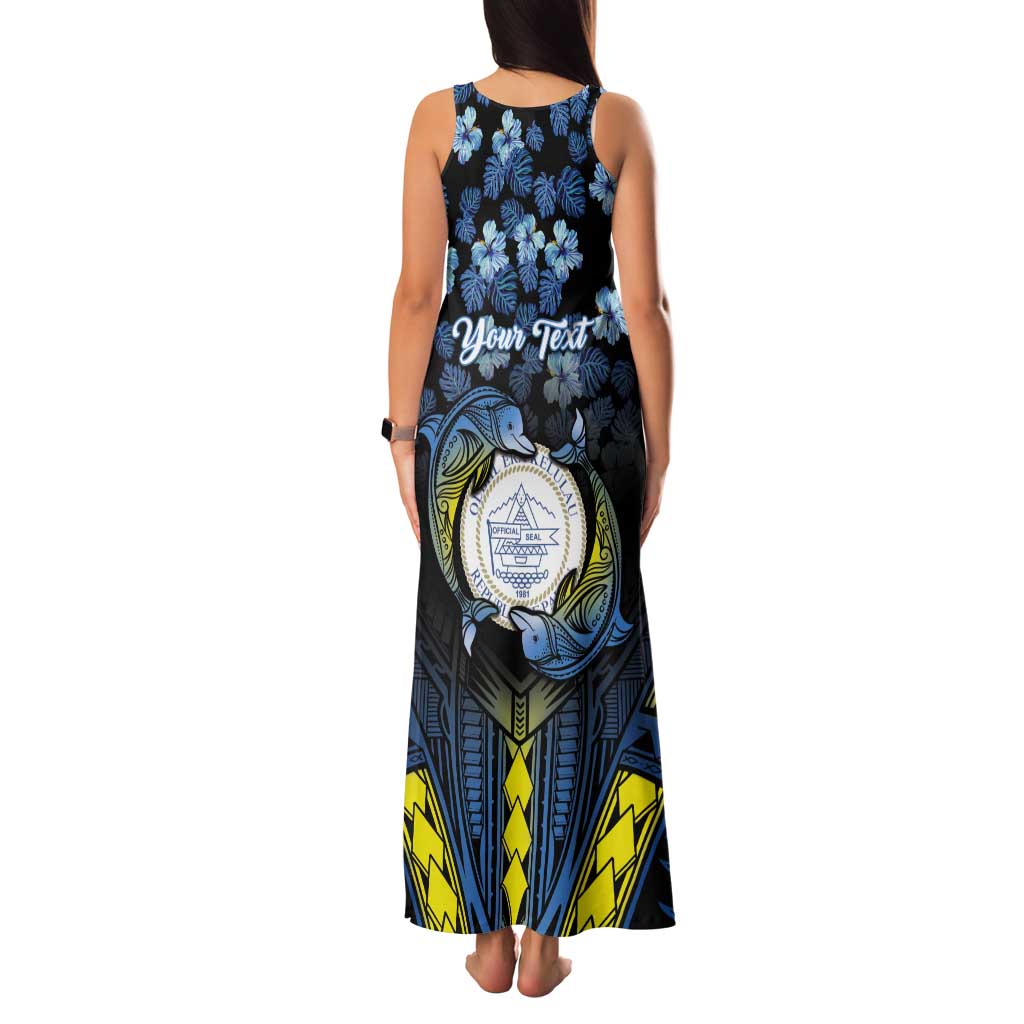 Personalised Palau Tank Maxi Dress Polynesian Dolphin Tropical Hibiscus Style