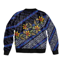 Indonesian Batik Motifs Pattern Floral Art Dark Blue Bomber Jacket LT05 - Polynesian Pride