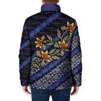 Indonesian Batik Motifs Pattern Floral Art Dark Blue Padded Jacket LT05 - Polynesian Pride