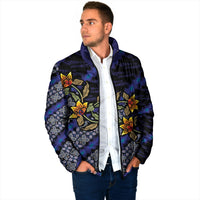 Indonesian Batik Motifs Pattern Floral Art Dark Blue Padded Jacket LT05 - Polynesian Pride