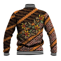 Indonesian Batik Motifs Pattern Floral Art Orange Baseball Jacket LT05 - Polynesian Pride