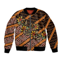 Indonesian Batik Motifs Pattern Floral Art Orange Bomber Jacket LT05 Unisex Orange - Polynesian Pride