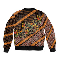 Indonesian Batik Motifs Pattern Floral Art Orange Bomber Jacket LT05 - Polynesian Pride