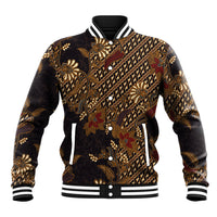 Indonesian Parang Batik Baseball Jacket Brown Gold Floral Pattern LT05 Unisex Brown - Polynesian Pride