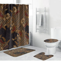 Indonesian Parang Batik Bathroom Set Brown Gold Floral Pattern LT05 Bathroom Set (4 pcs) Brown - Polynesian Pride