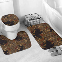 Indonesian Parang Batik Bathroom Set Brown Gold Floral Pattern LT05 Mat Set Only (3 pcs) One Size Brown - Polynesian Pride