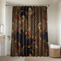 Indonesian Parang Batik Bathroom Set Brown Gold Floral Pattern LT05 Shower Curtain Only Brown - Polynesian Pride