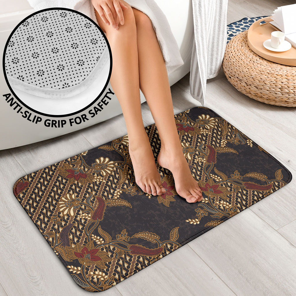 Indonesian Parang Batik Bathroom Set Brown Gold Floral Pattern LT05 - Polynesian Pride