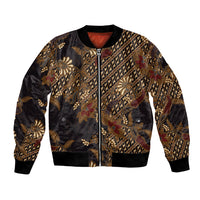 Indonesian Parang Batik Bomber Jacket Brown Gold Floral Pattern LT05 Unisex Brown - Polynesian Pride
