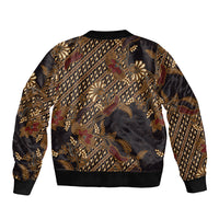 Indonesian Parang Batik Bomber Jacket Brown Gold Floral Pattern LT05 - Polynesian Pride