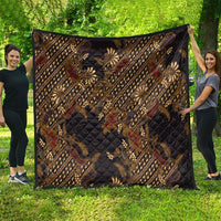 Indonesian Parang Batik Quilt Brown Gold Floral Pattern LT05 - Polynesian Pride
