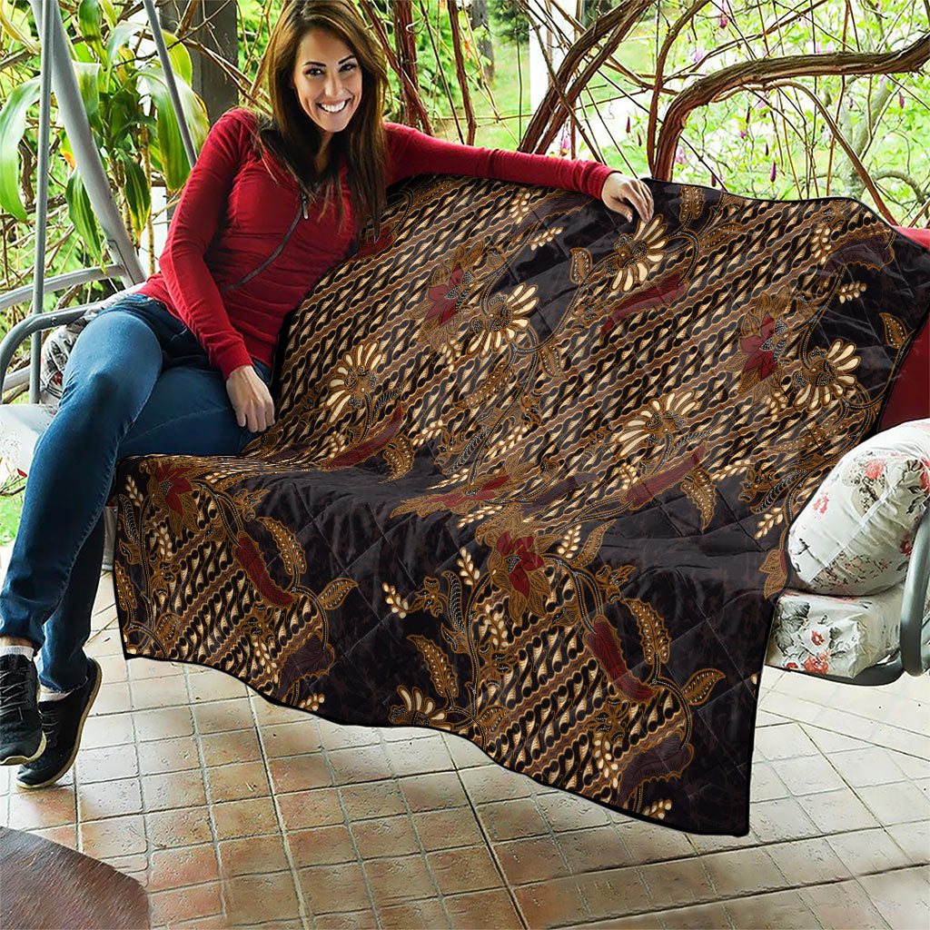 Indonesian Parang Batik Quilt Brown Gold Floral Pattern LT05 - Polynesian Pride